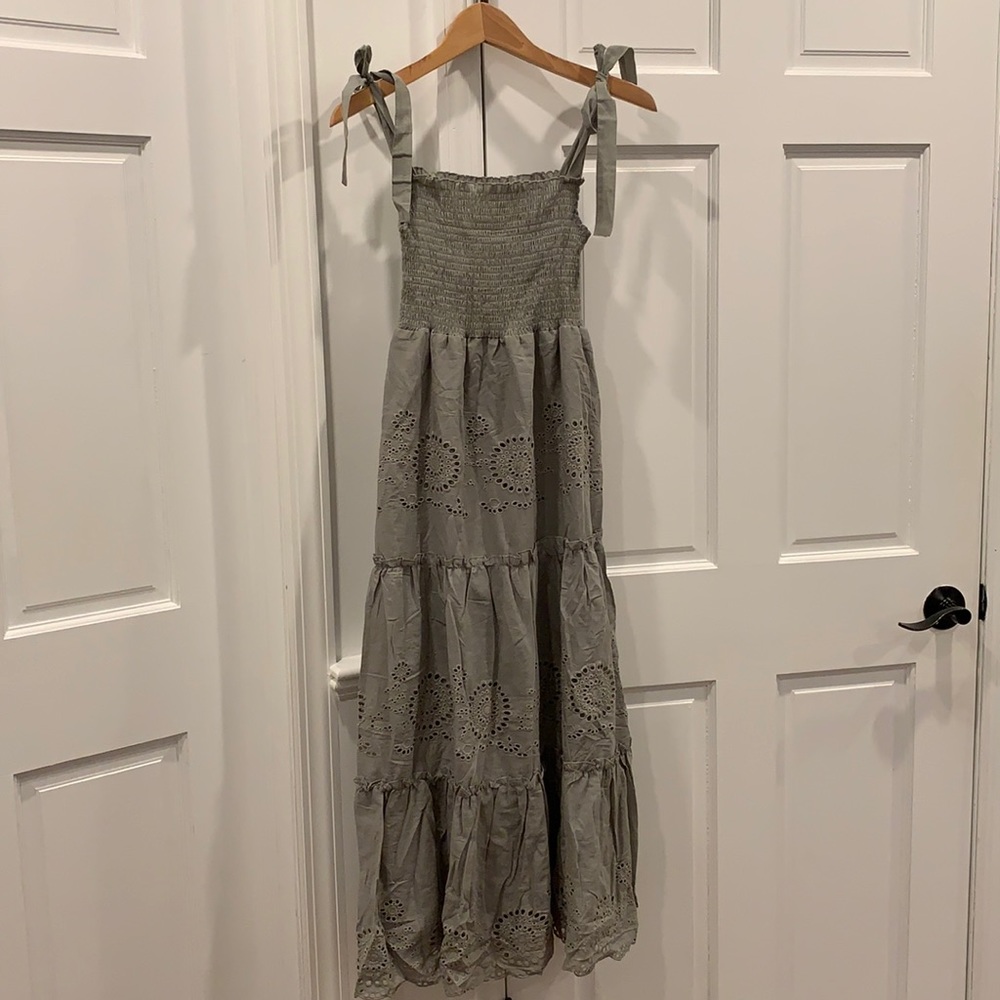 Tied Smocked Maxi Dress